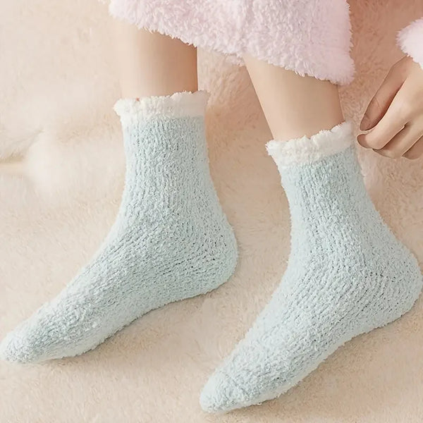 Chaussettes polaire corail épaissies femme lot de 5