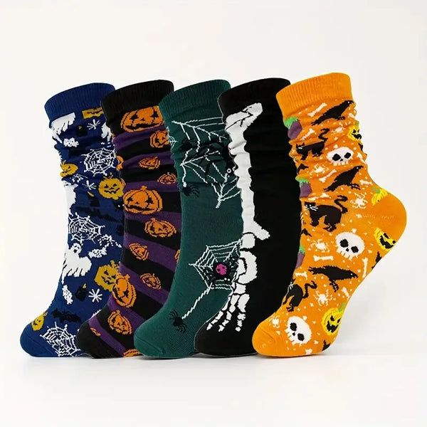Chaussettes Halloween citrouilles et squelettes lot de 5