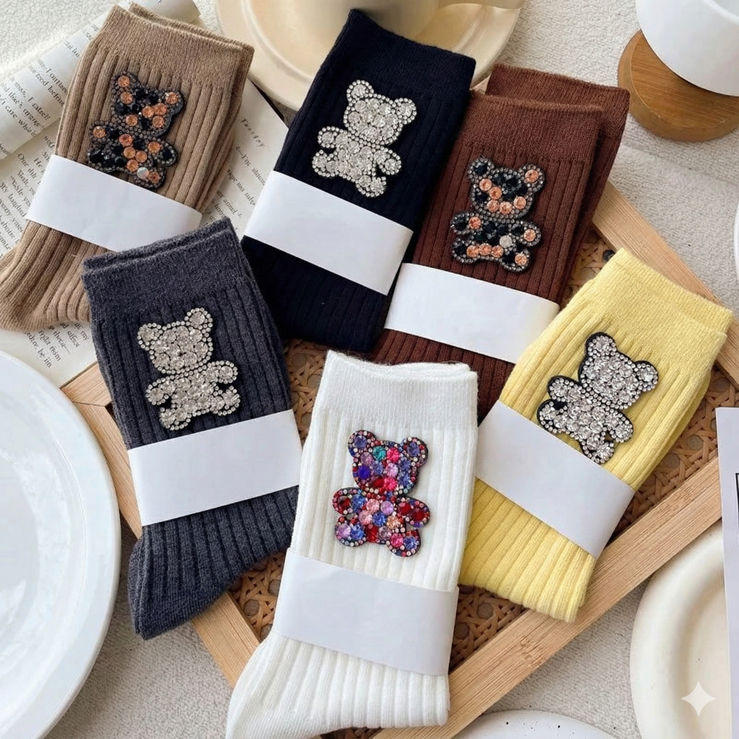 Chaussettes femme ourson brillant coloris au choix
