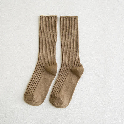 Chaussettes côtelées rétro unies femme