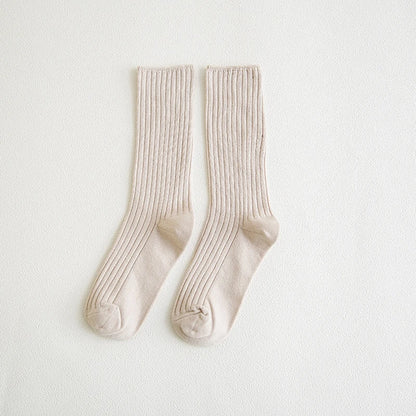Chaussettes côtelées rétro unies femme