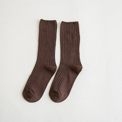Chaussettes côtelées rétro unies femme