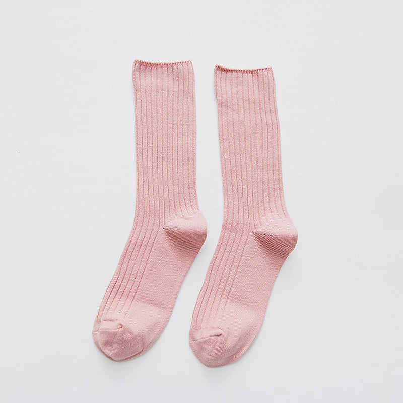 Chaussettes côtelées rétro unies femme