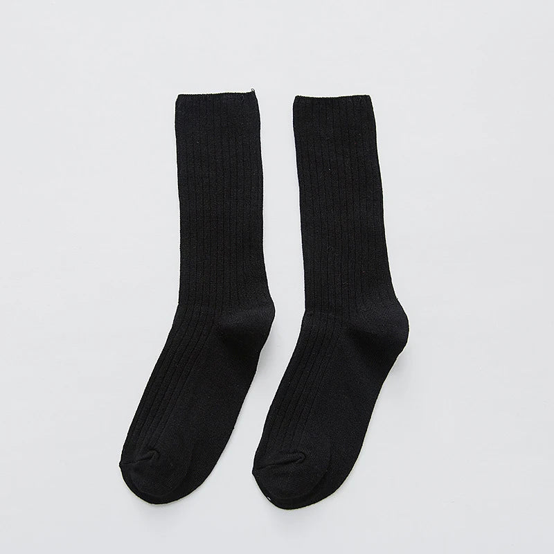 Chaussettes côtelées rétro unies femme