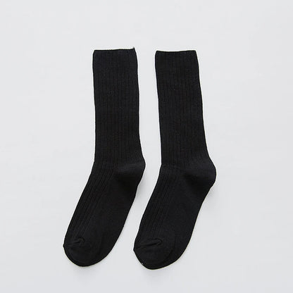 Chaussettes côtelées rétro unies femme