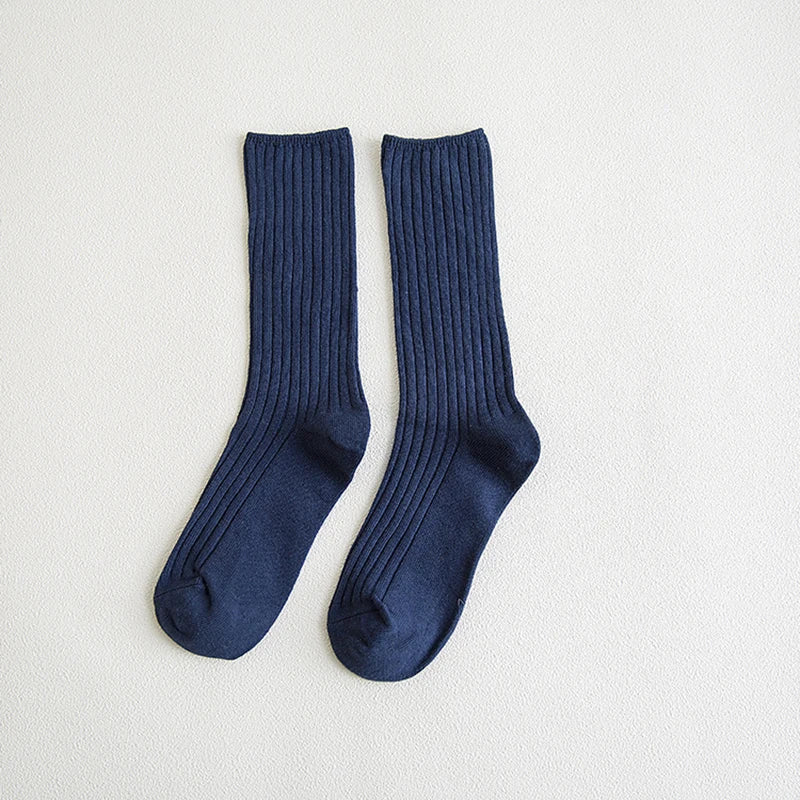 Chaussettes côtelées rétro unies femme