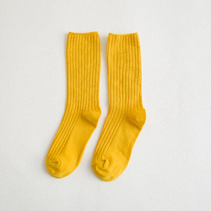 Chaussettes côtelées rétro unies femme