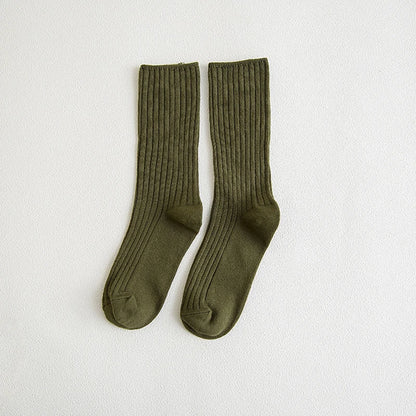 Chaussettes côtelées rétro unies femme