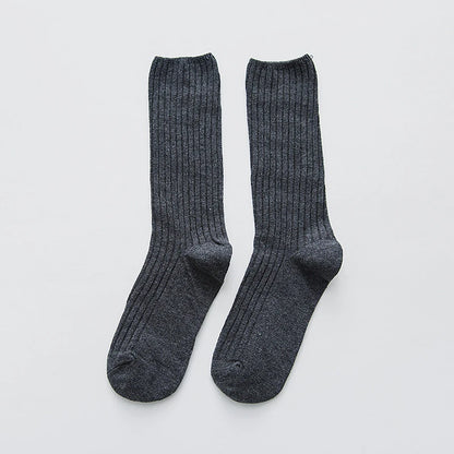 Chaussettes côtelées rétro unies femme