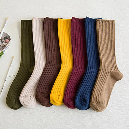Chaussettes rétro côtelées en coton – coloris jaune et café – style étudiant vintage – Get ta chaussette