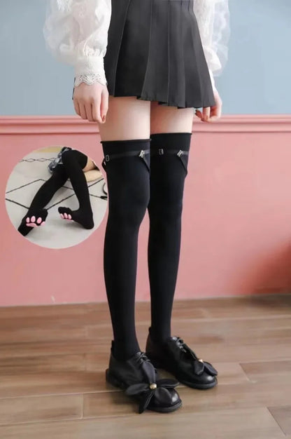 Womens Over Above Knee Socks Thigh High Stockings Kitten Claw Cat Paw Pad Ladies pink 3D Long Sock Cosplay Harajuku Y2k female Get ta chaussette  Get ta chaussette