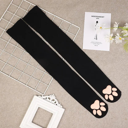 Womens Over Above Knee Socks Thigh High Stockings Kitten Claw Cat Paw Pad Ladies pink 3D Long Sock Cosplay Harajuku Y2k female Get ta chaussette  Get ta chaussette