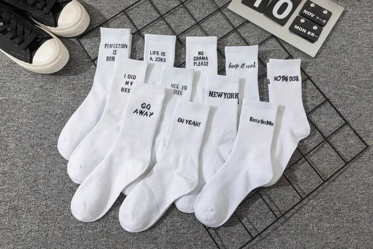 Chaussettes jacquard lettres streetwear