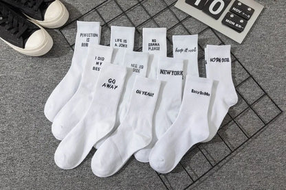 Chaussettes jacquard lettres streetwear