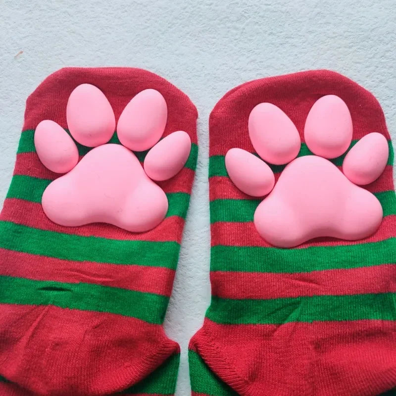 Womens Over Above Knee Socks Thigh High Stockings Kitten Claw Cat Paw Pad Ladies pink 3D Long Sock Cosplay Harajuku Y2k female Get ta chaussette  Get ta chaussette