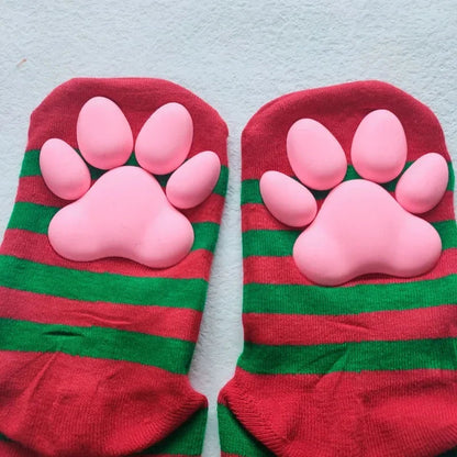 Womens Over Above Knee Socks Thigh High Stockings Kitten Claw Cat Paw Pad Ladies pink 3D Long Sock Cosplay Harajuku Y2k female Get ta chaussette  Get ta chaussette