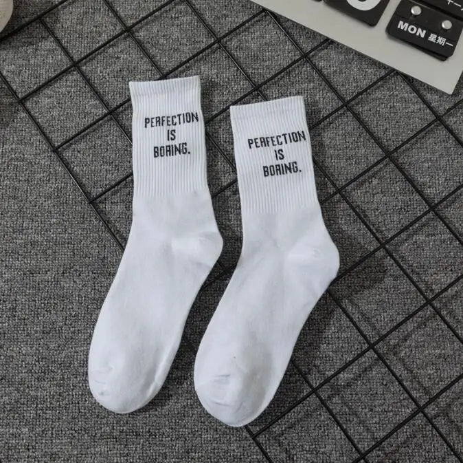 Chaussettes jacquard lettres streetwear