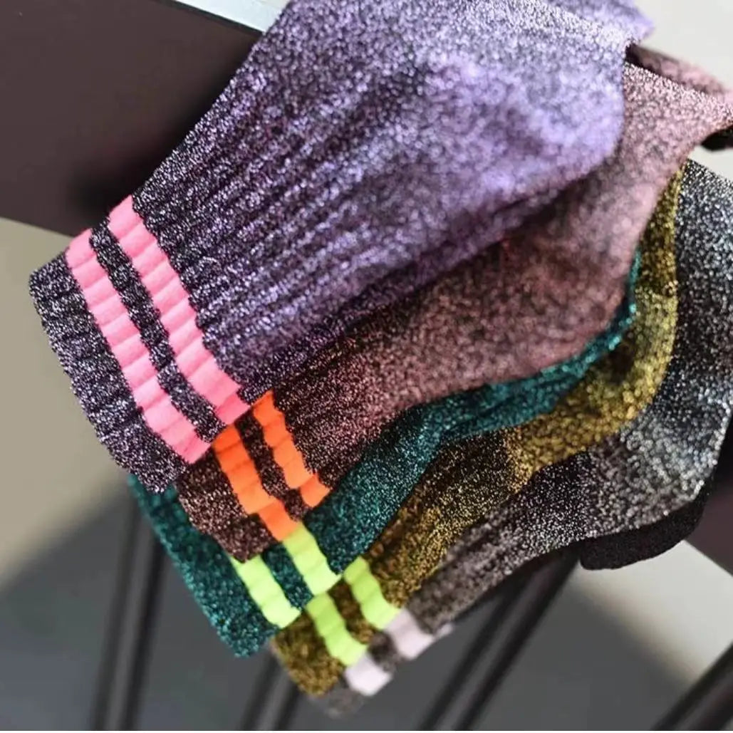 Chaussettes femme à paillettes  – Style kawaii & streetwear