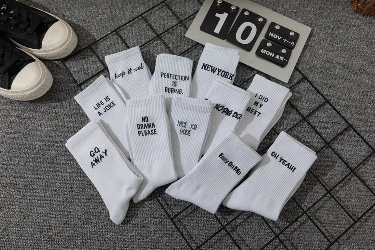 Chaussettes jacquard lettres streetwear