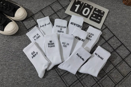 Chaussettes jacquard lettres streetwear