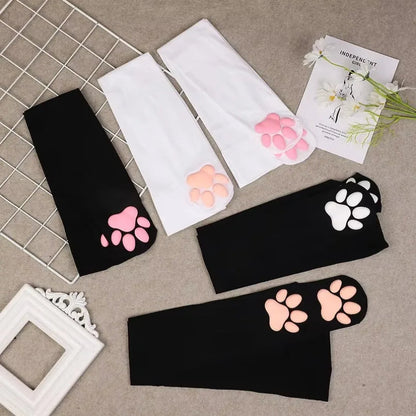 Chaussettes Y2K patte de chat rose – portées cosplay