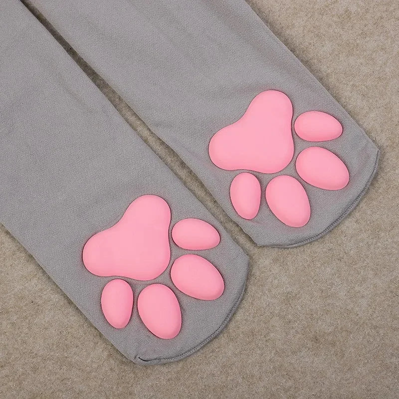 Womens Over Above Knee Socks Thigh High Stockings Kitten Claw Cat Paw Pad Ladies pink 3D Long Sock Cosplay Harajuku Y2k female Get ta chaussette  Get ta chaussette