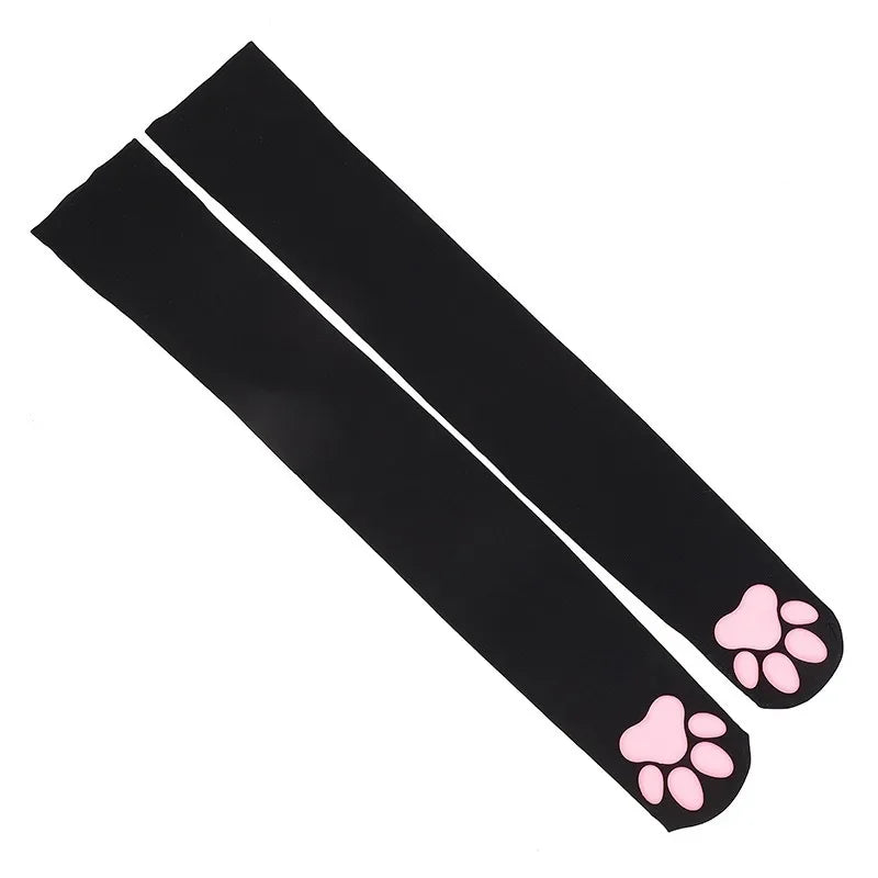 Womens Over Above Knee Socks Thigh High Stockings Kitten Claw Cat Paw Pad Ladies pink 3D Long Sock Cosplay Harajuku Y2k female Get ta chaussette  Get ta chaussette