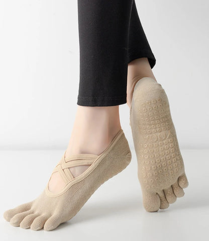 Chaussettes antidérapantes yoga pilates femme