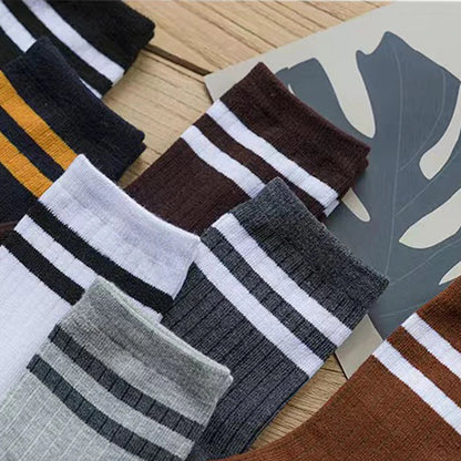 Chaussettes rayées style rétro sport homme – coloris jaune, vert et marine – Get ta chaussette