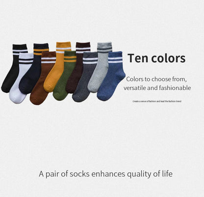 5 Pair Men's New Striped Casual Breathable Socks High Quality Harajuku Retro Socks Men's Cotton Socks Get ta chaussette  Get ta chaussette