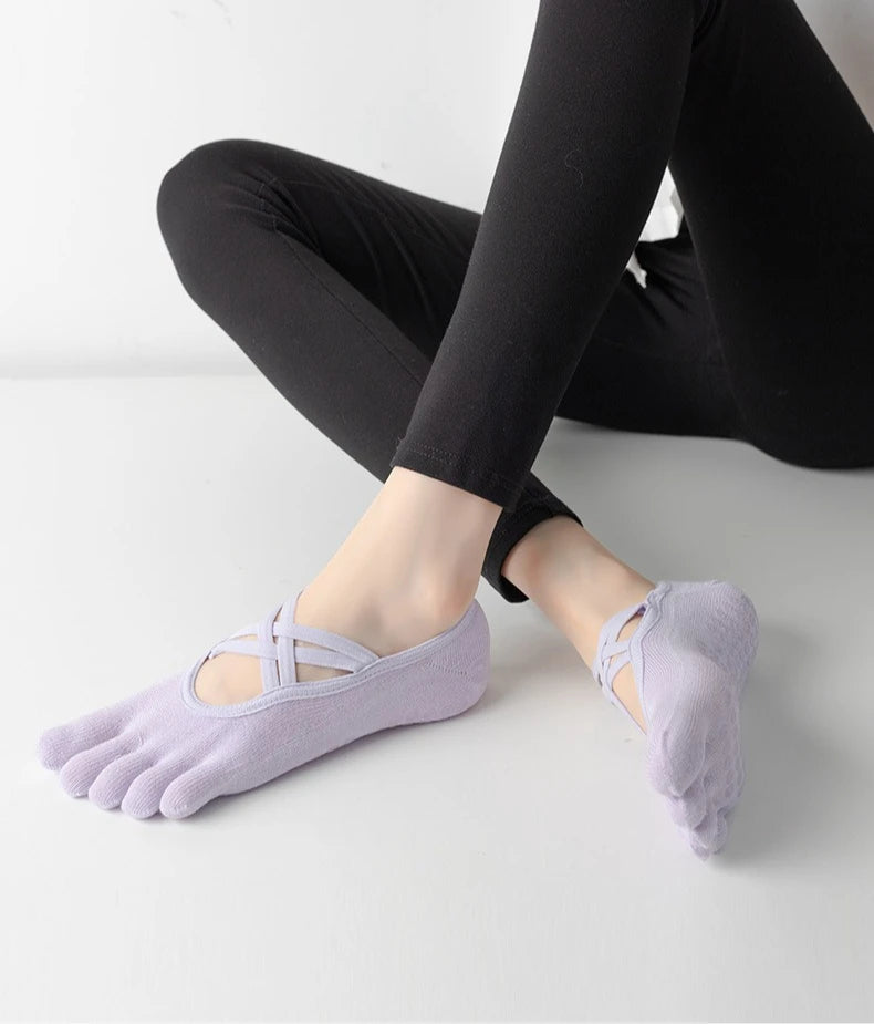 Chaussettes antidérapantes yoga pilates femme