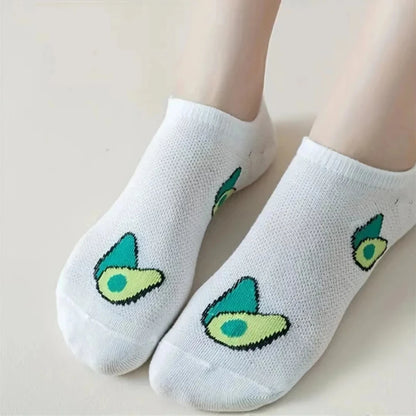 Socquettes motif avocado – détail pattern kawaii coloré gros plan – Get ta chaussette