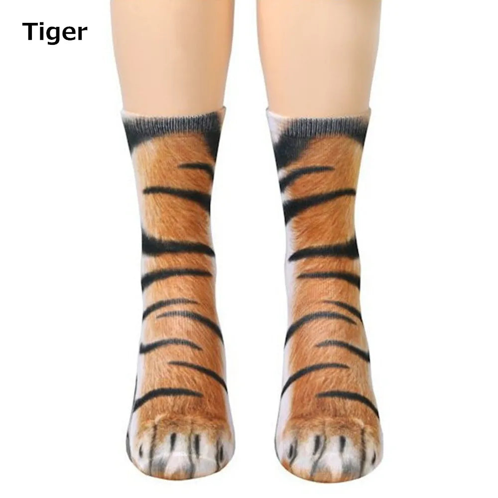 Chaussettes 3D pattes d'animaux – chat, chien, dinosaure