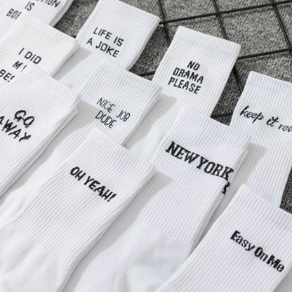 Chaussettes blanches avec messages Go Away, New York, Oh Yeah – Get ta chaussette