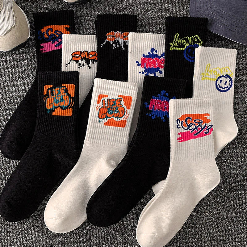 Lot 5 ou 10 paires chaussettes graffiti – vue comparative assortiments A et B – Get ta chaussette