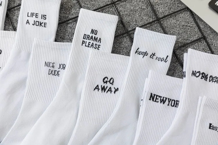 Chaussettes jacquard lettres streetwear