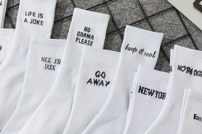 Chaussettes jacquard lettres streetwear