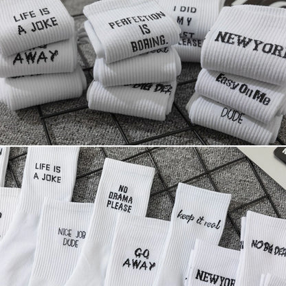 Chaussettes messages humoristiques blanches – lot 5 paires ou à l'unité – Get ta chaussette