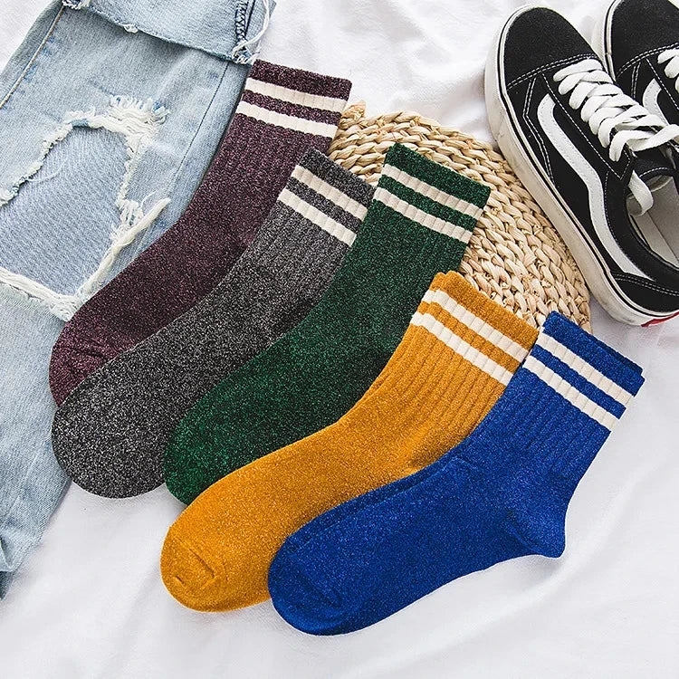 Chaussettes femme à paillettes  – Style kawaii & streetwear