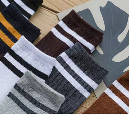 5 Pair Men's New Striped Casual Breathable Socks High Quality Harajuku Retro Socks Men's Cotton Socks Get ta chaussette  Get ta chaussette