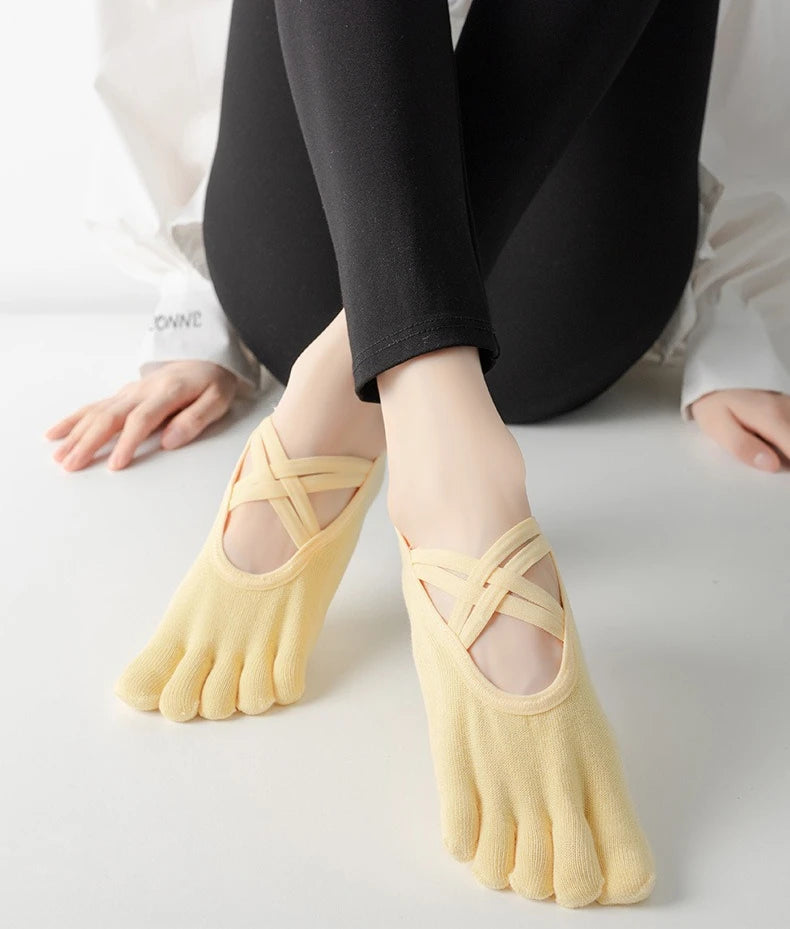 Chaussettes antidérapantes yoga pilates femme