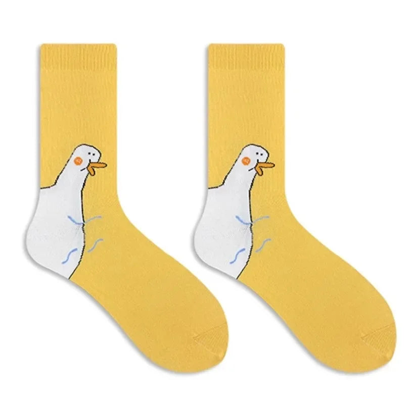 Chaussettes animaux humoristiques – tête d'oie en volume coloris blanc – Get ta chaussette