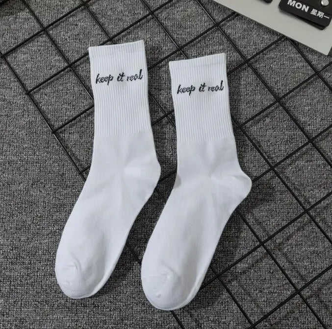 Chaussettes jacquard lettres streetwear