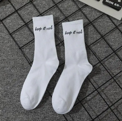 Chaussettes jacquard lettres streetwear