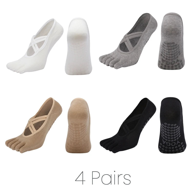 Chaussettes antidérapantes yoga pilates femme