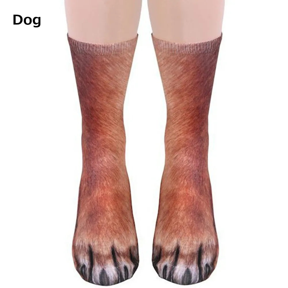 Chaussettes 3D pattes d'animaux – chat, chien, dinosaure