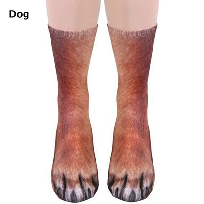 Chaussettes 3D pattes d'animaux – chat, chien, dinosaure