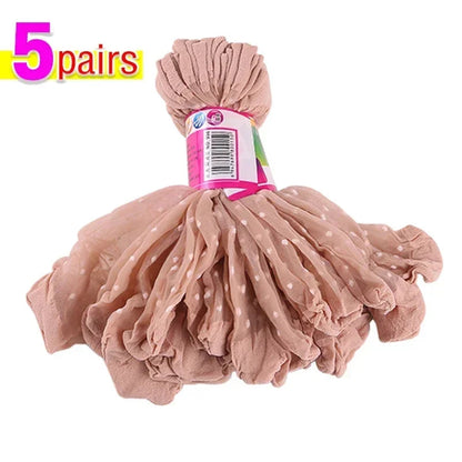 Women's Silk Summer Socks Transparent Dot Lace Short - Breathable Ultra-Thin Elastic Non-Slip Sexy Stockings 5/10/20 Pairs Get ta chaussette  Get ta chaussette