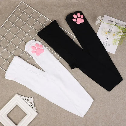 Womens Over Above Knee Socks Thigh High Stockings Kitten Claw Cat Paw Pad Ladies pink 3D Long Sock Cosplay Harajuku Y2k female Get ta chaussette  Get ta chaussette