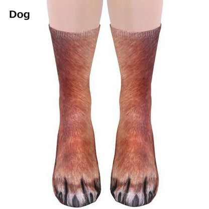 Chaussettes 3D pattes d'animaux – chat, chien, dinosaure